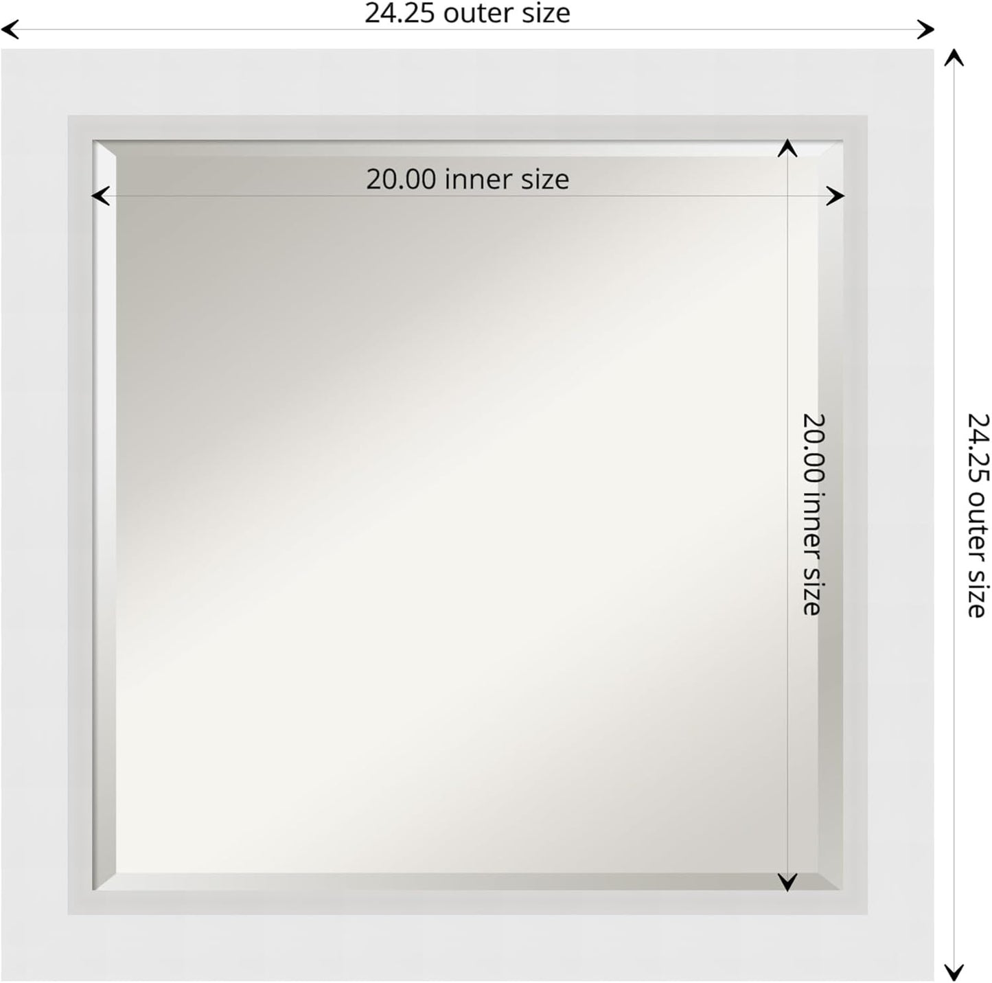 Amanti Art White Bathroom Mirror for Over Sink, 24x24 Blanco White Square Vanity Mirror, Medium Modern Contemporary Wood Frame, Hangs Horizonally and Vertically, Bathroom Wall Decor, Beveled Edge