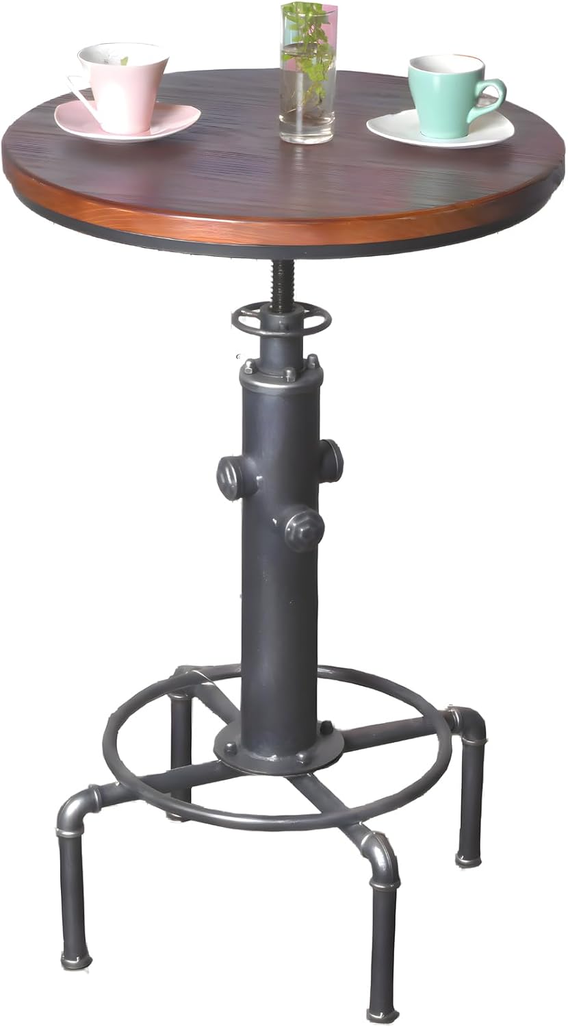 Topower Industrial Bar Table 31.5-41.3" Adjustable Pub Table Kitchen Dining Coffee Bistro Table