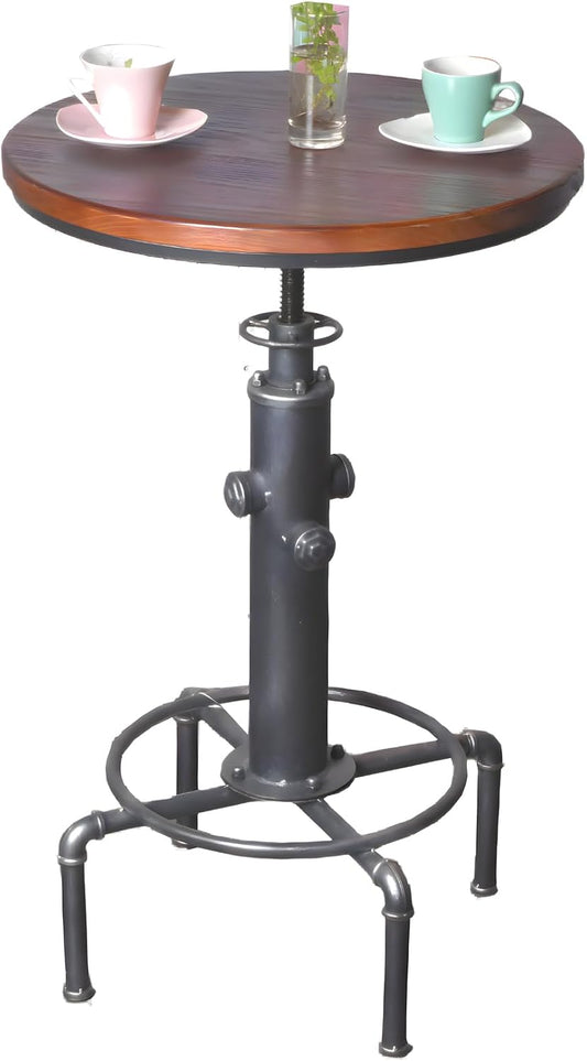 Topower Industrial Bar Table 31.5-41.3" Adjustable Pub Table Kitchen Dining Coffee Bistro Table