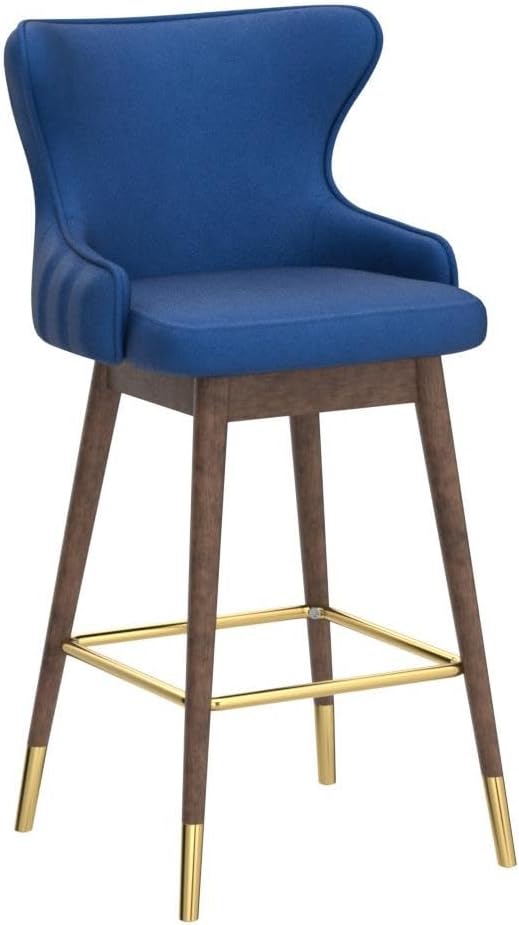 Roundhill Furniture Leland Fabric Upholstered Wingback Bar Stools, Set of 2, Blue