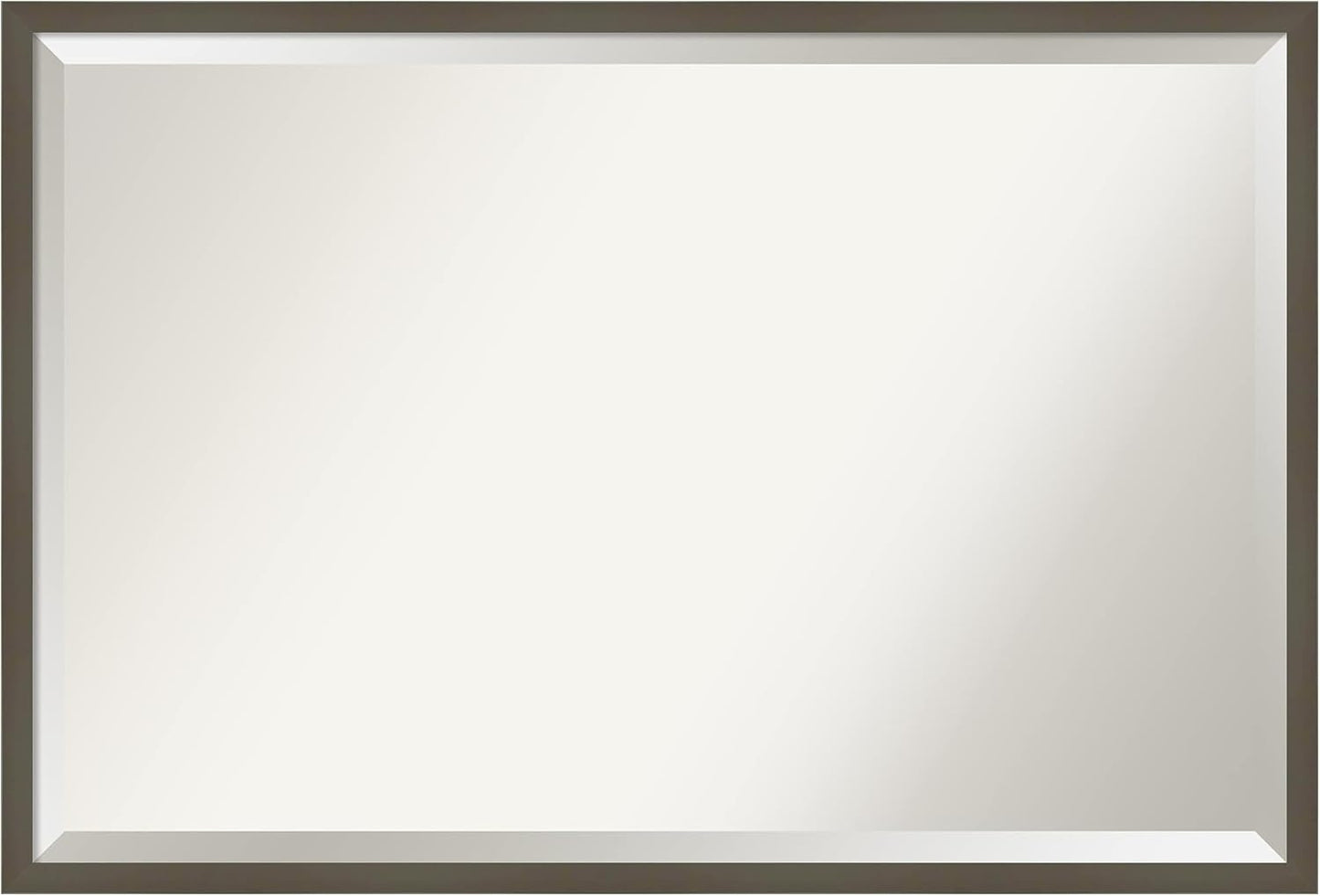 Amanti Art Grey Wall Mirror 25x37 Svelte Clay Grey Rectangle Bathroom Mirror for Wall Decor Living Room, Large Modern Wood Frame, Hangs Horizonally and Vertically, Bathroom Decor, Beveled Edge