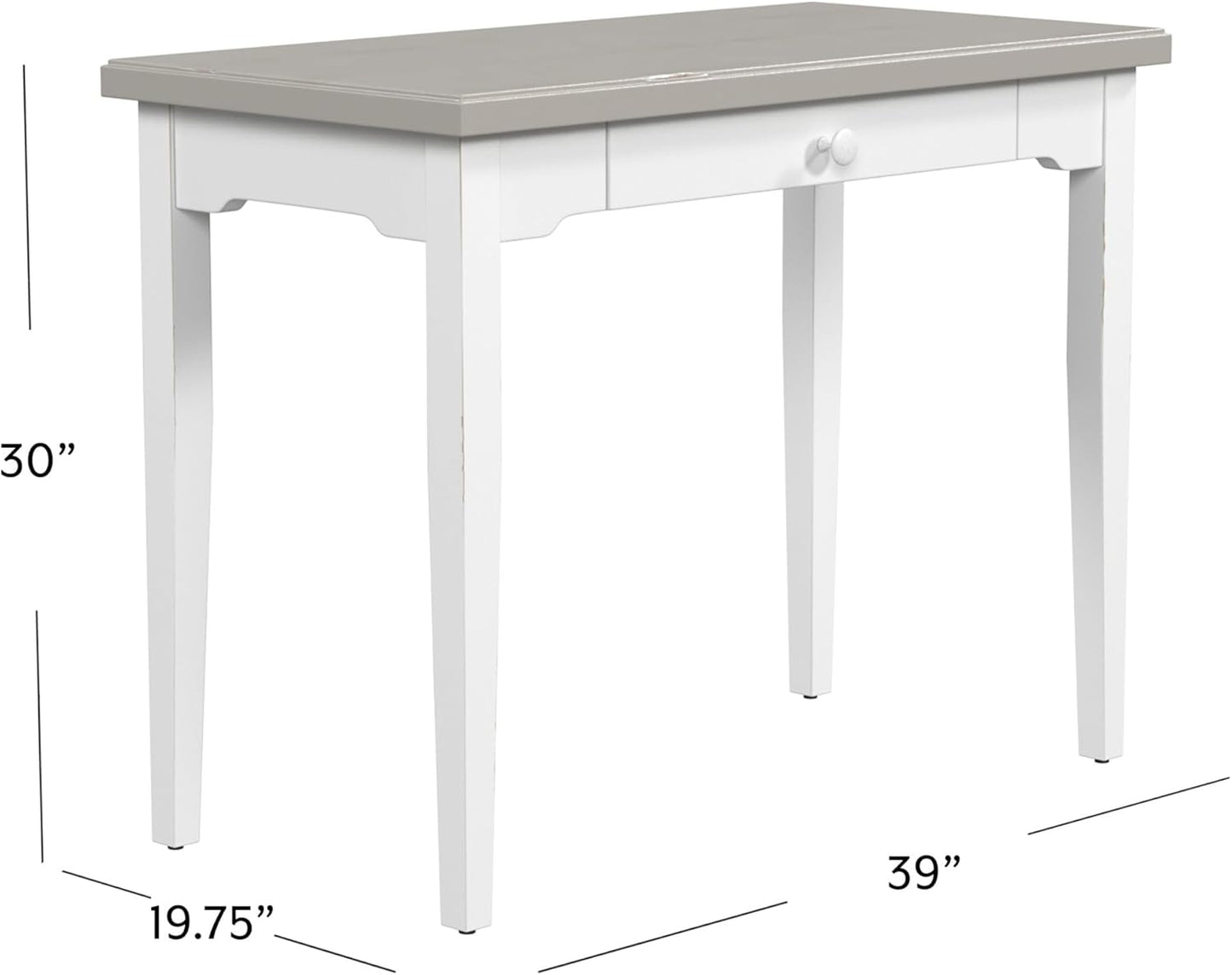 Hillsdale Furniture Clarion, Gray Wood Top/Sea White Base Desk/Table, Distressed