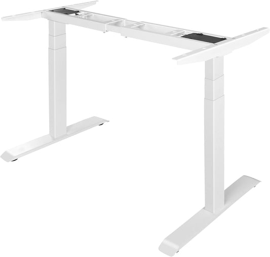 Fromann Dual Motor Electric Standing Desk Frame 3 Tier Legs Height Adjustable Handset with USB A+ C Ports Sit Stand up Desk Base for Home and Office (White)