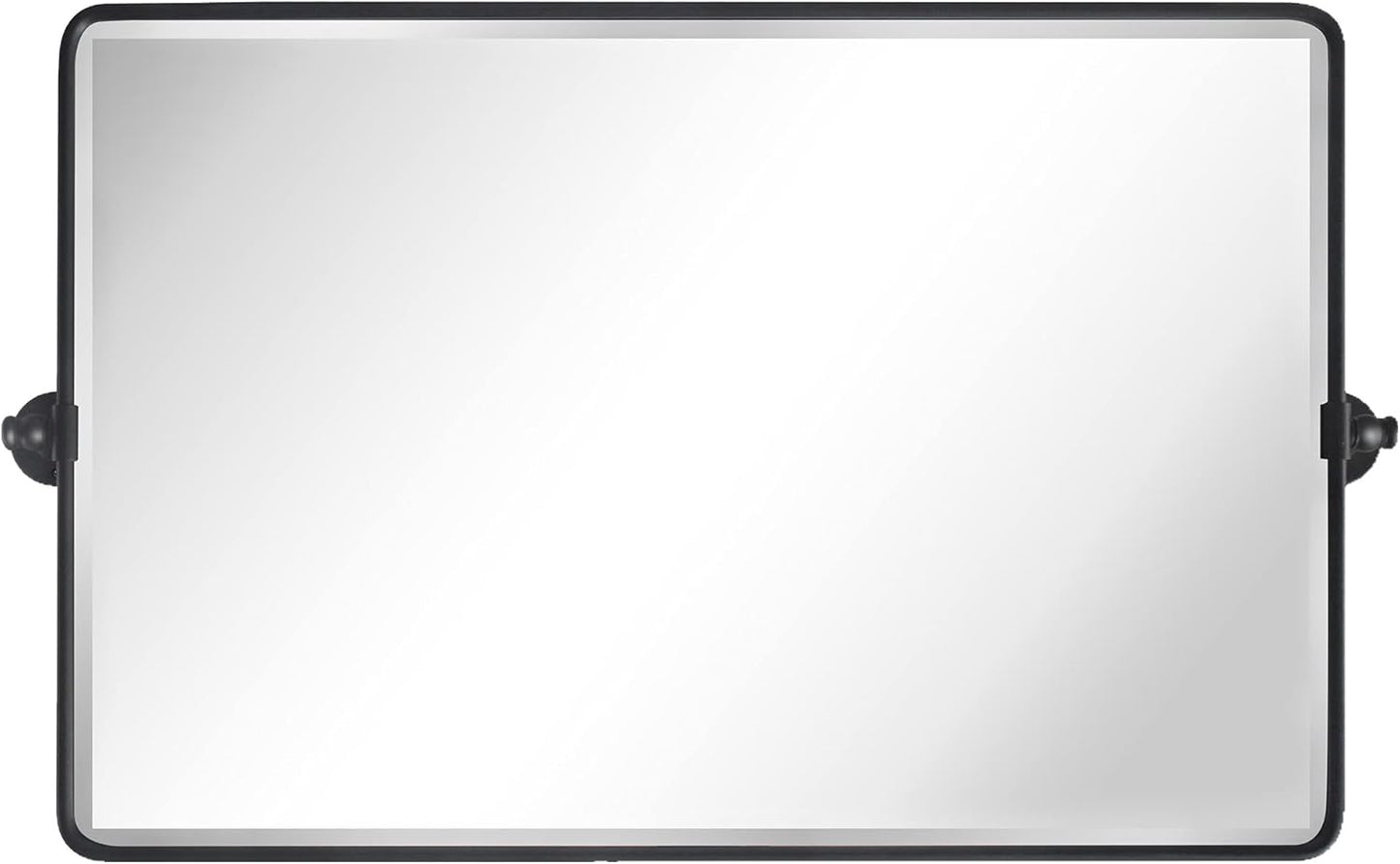 TEHOME 24x38 Horizontal Pivot Bathroom Mirror Tilting Black Metal Framed Pivot Rectangle Bathroom Mirror Rounded Rectangluar Tilting Beveled Vanity Mirrors for Wall