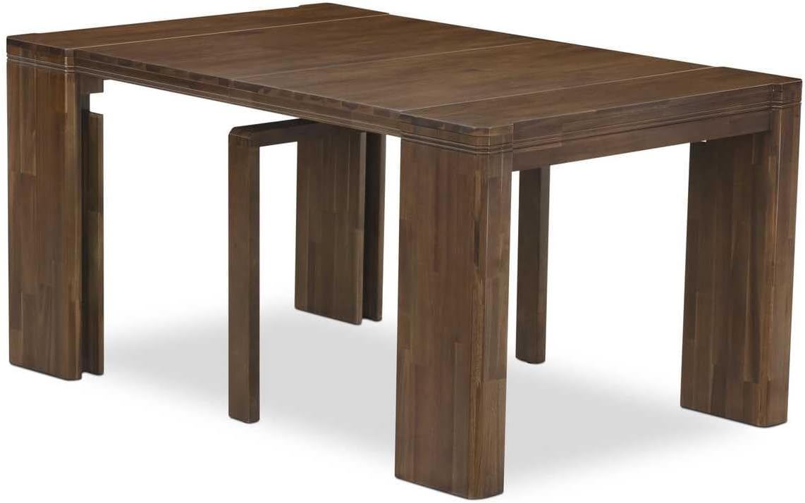 X07FO-BC8-18 - 10 Pieces Modern Dining Set contains an Extendable Rectangle Kitchen Table, 1 Coffee Table, 7 Dining Chairs and 1 Modern Bench, 39x120 Inch, Antique Walnut