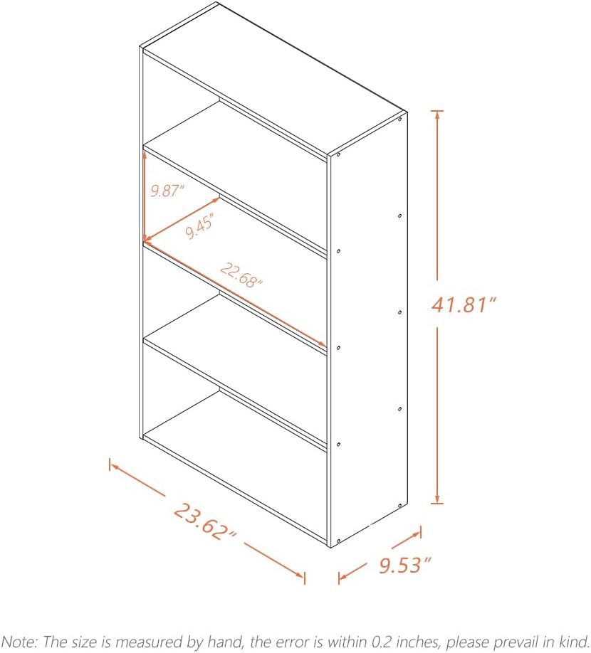 Basic Open Shelf Bookcase - 4-Tier Wooden Cube Storage Shelves Split Bookshelf, White