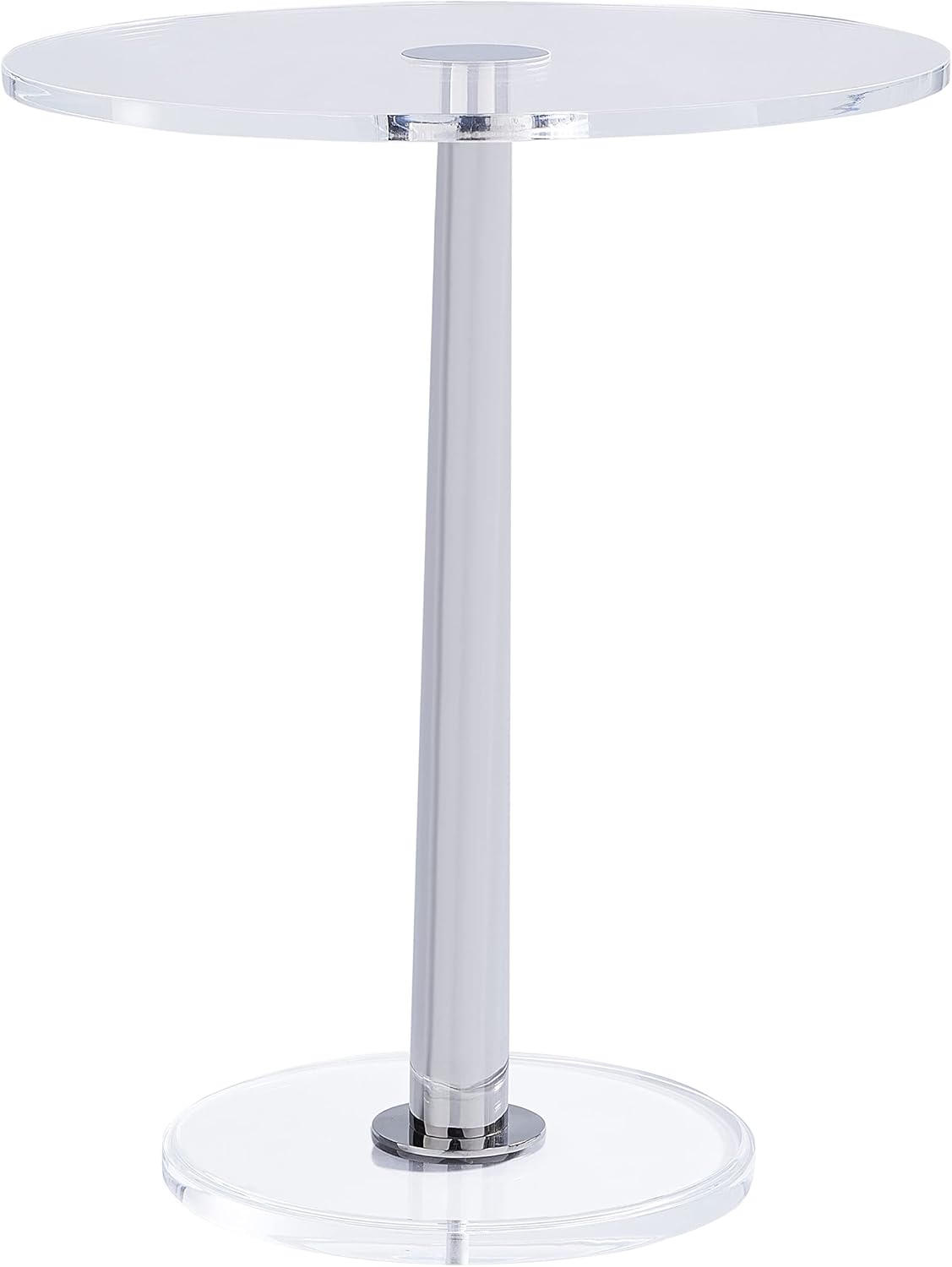 Clear Acrylic Table with Cone Metal Pole (Large, Silver) …