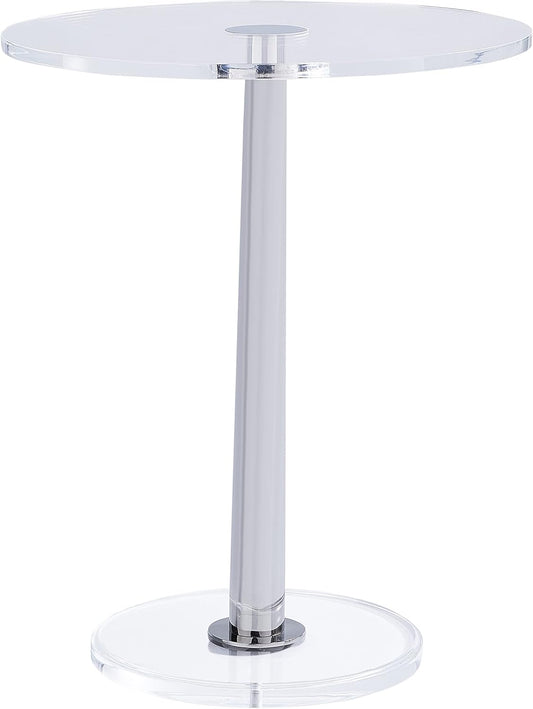 Clear Acrylic Table with Cone Metal Pole (Large, Silver) …