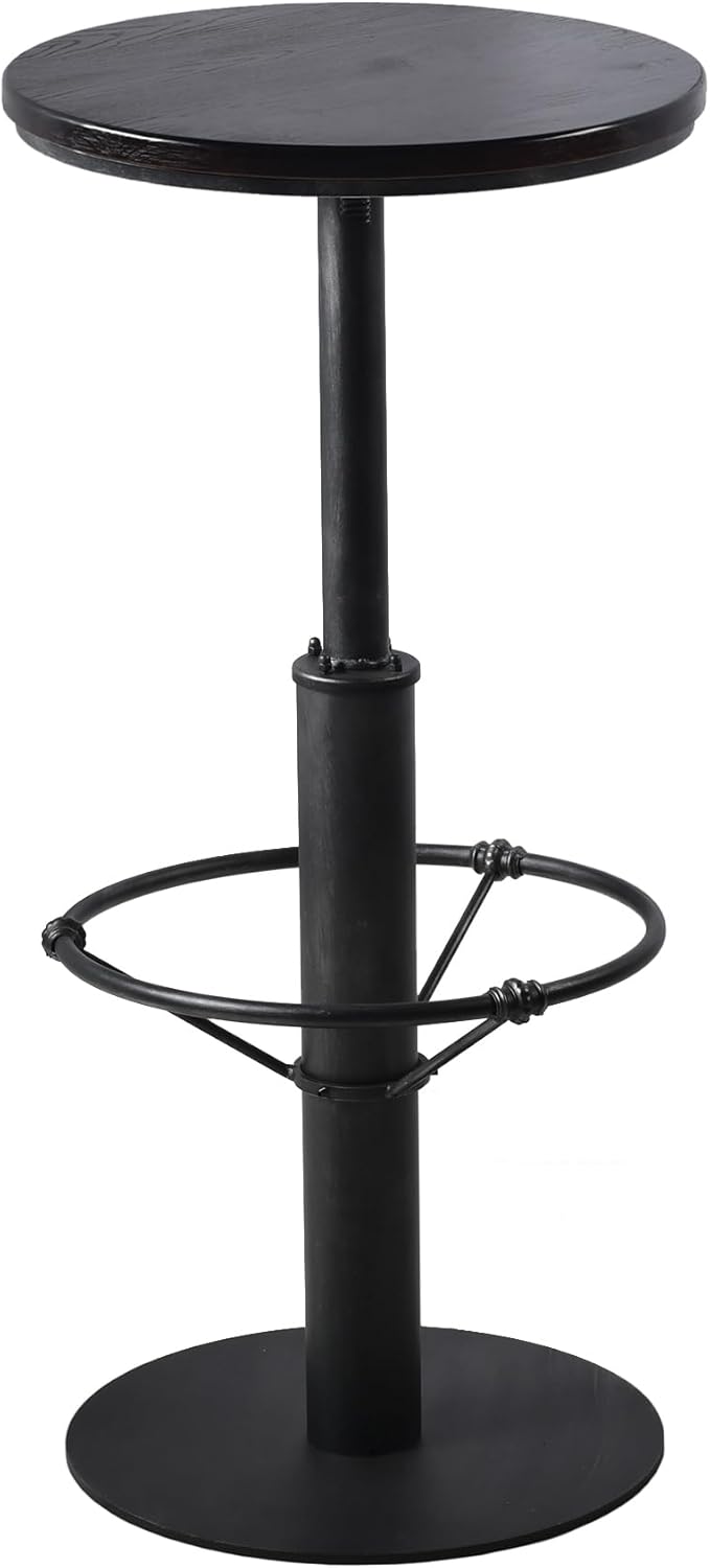 LOKKHAN 42" Tall Rustic Industrial Bar Table-19.68" Dia Round Wooden Top Metal Bar Height Adjustable Standing Pub Table-Dining Room Bistro Table-Cocktail Table (Silver,Walnut)