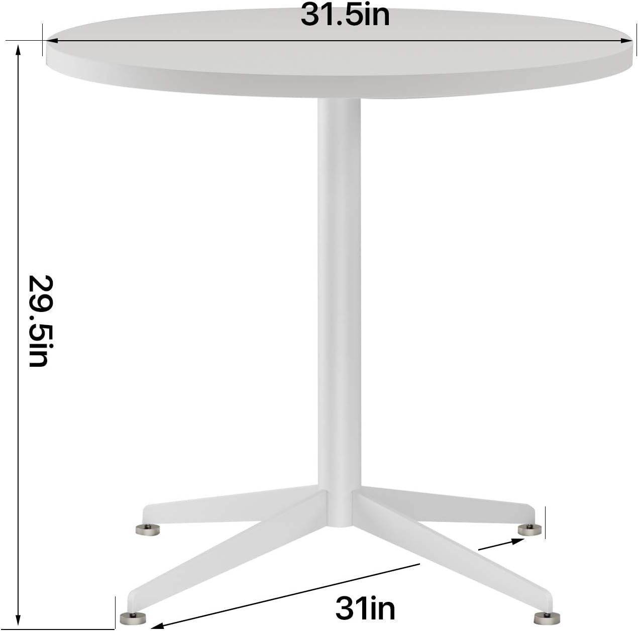 White Dining Table Round Small Office Table Conference Table Coffee Meeting Table for Office Boardroom Kitchen Living Room Waterproof Desktop Easy Assembly 31.5 inch