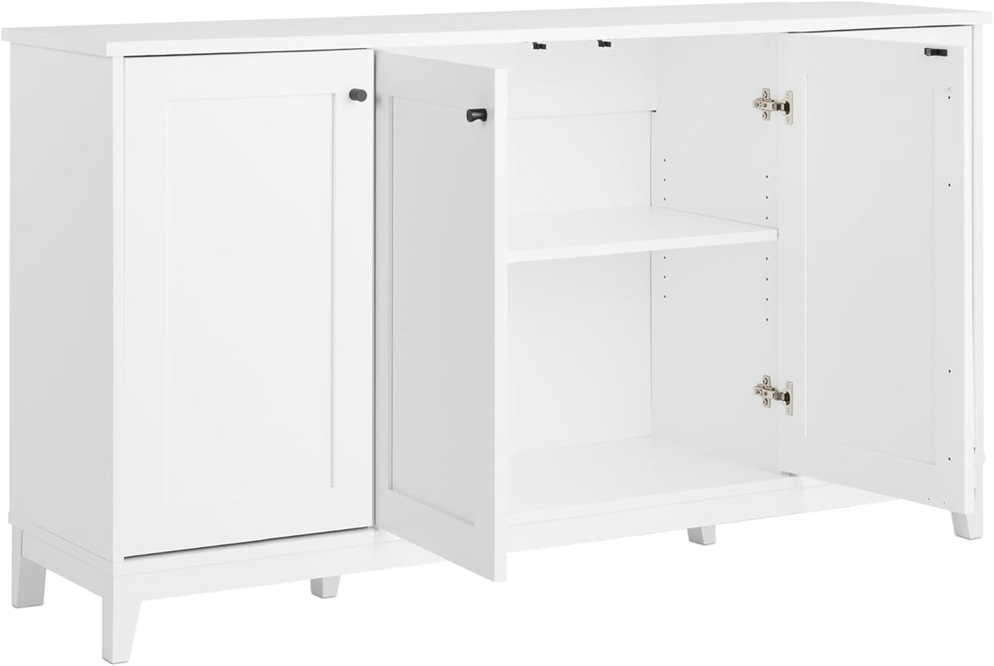 Prepac Yaletown 4 Panel Door Console Table with Storage, White Storage Cabinet with Doors and Shelves, Sideboard Storage Cabinet 60" W x 32" H x 16" D, WCBG-2220-1