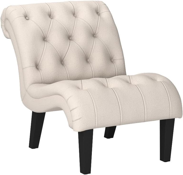 Yongqiang Accent Chair for Bedroom Living Room Chairs Tufted Upholstered Lounge Chair with Wood Legs Linen Fabric