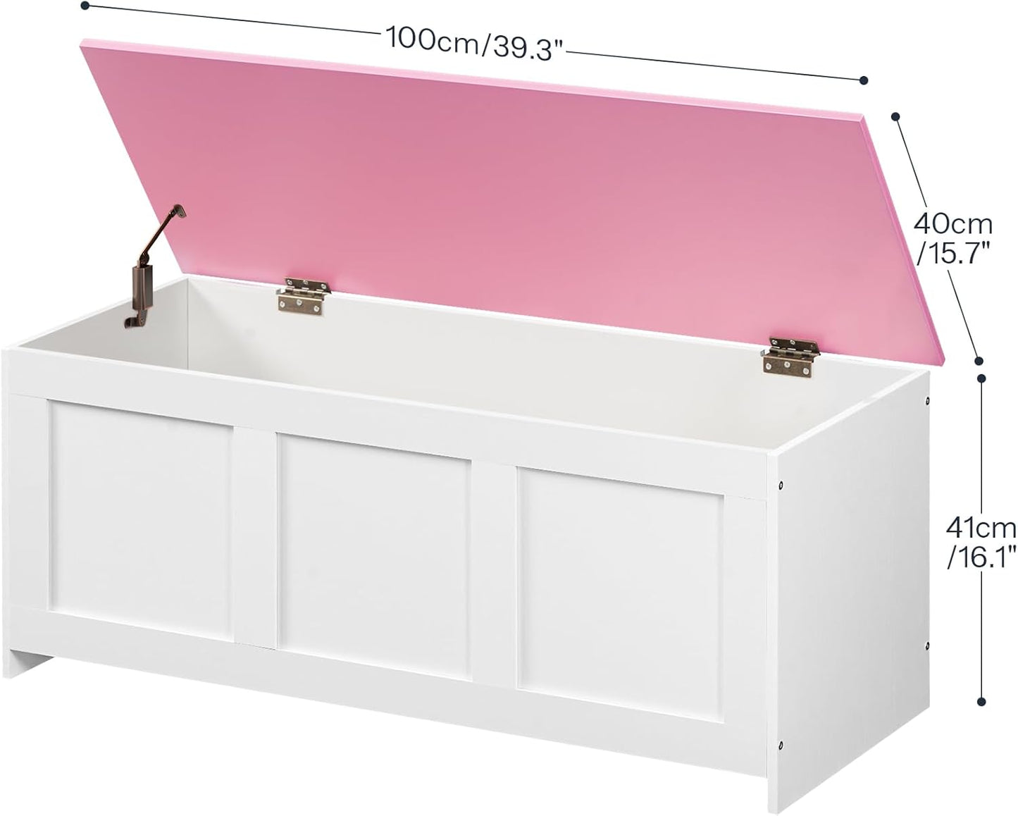 HOOBRO Storage Bench, 39.3" Retro Wooden Storage Chest, Wooden Storage Trunk, Toy Chest with Lift Top, Multifunctional Entryway Organizer, for Entryway, Living Room, White and Pink WK141CW01