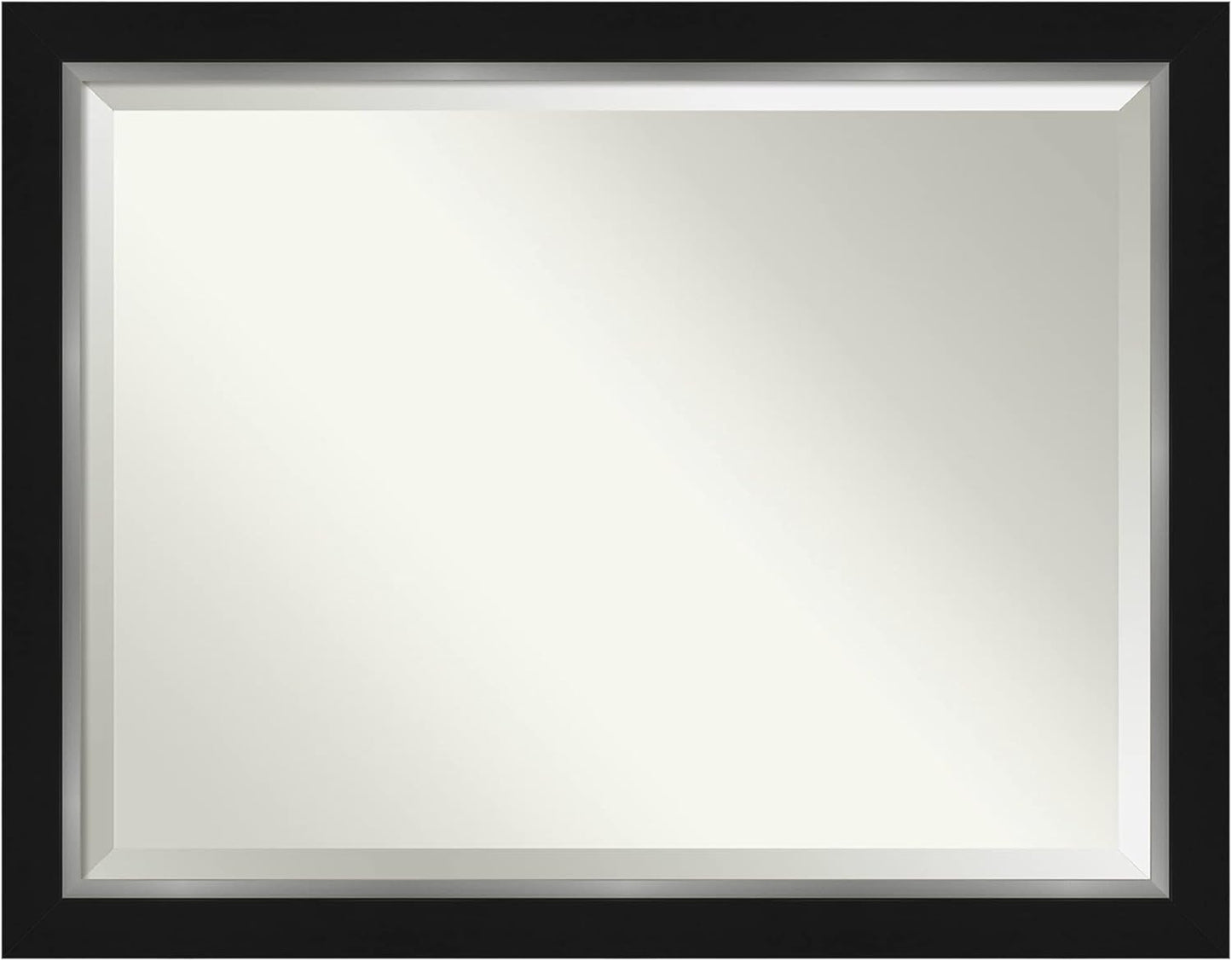 Amanti Art Black Bathroom Mirror for Over Sink, 36x46 Eva Black Silver Rectangle Vanity Mirror, X-Large Modern Contemporary Frame, Hangs Horizonally and Vertically, Bathroom Wall Decor, Beveled Edge