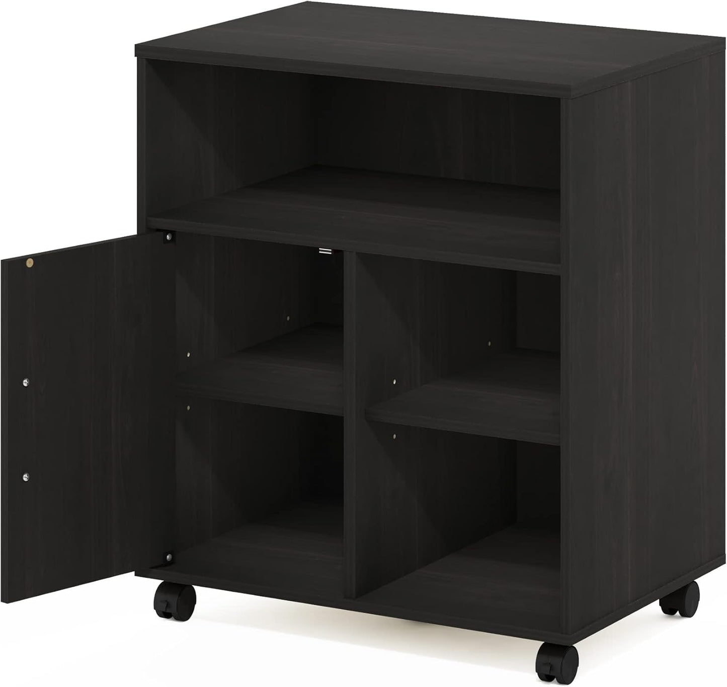 Furinno Econ Home Office Under Desk Printer Holder with Wheels, Espresso, Cabinet