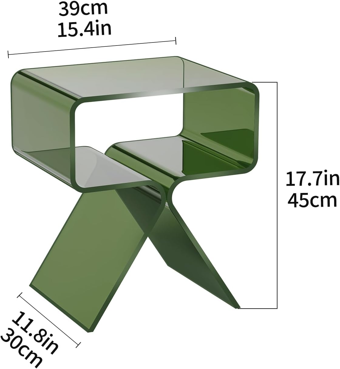 Acrylic Nightstand Side Table Modern Design Clear Home Decor Display End Table for Living Room (Green)