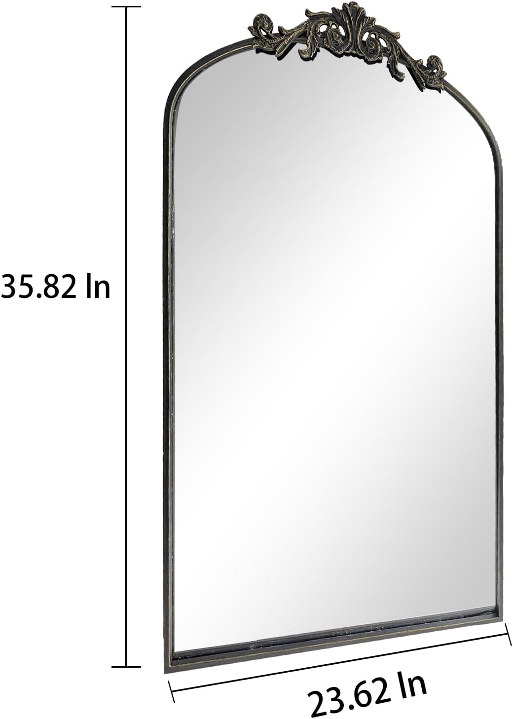 WAMIRRO Ornate Black Mirror,Vintage Arched Baroque Antique Mirorrs for Living Room Hallway Fireplace Bathroom Entryway 24"X36"