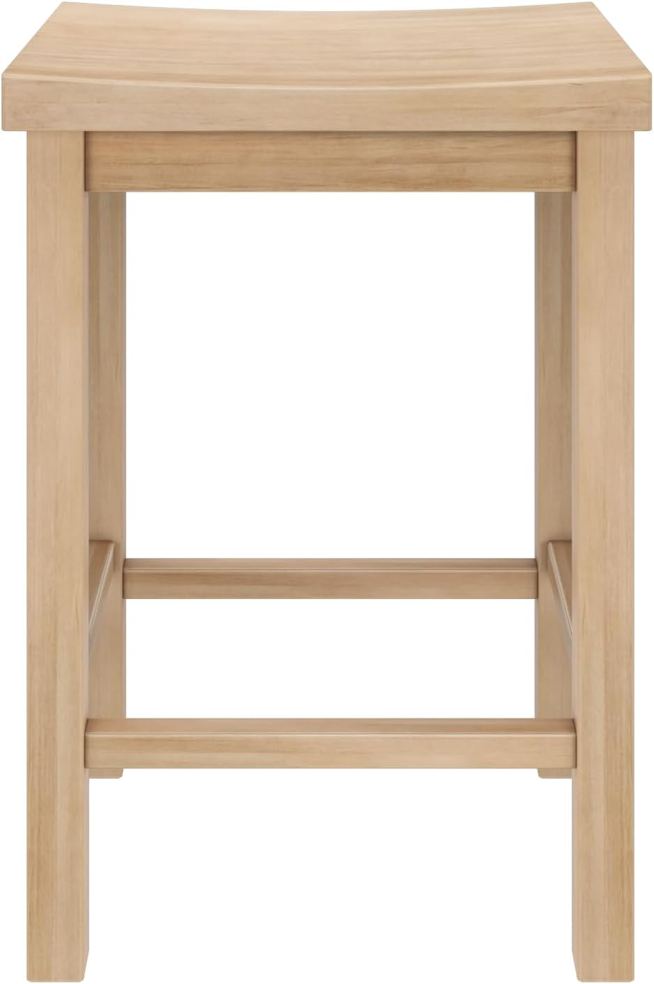 Grain & Grove Smith Collection Solid Wood Counter Height Bar Stool, 24-Inch Saddle Seat Backless Stool, Ideal for Kitchen Island, Dining, or Home Bar Seating, Blonde