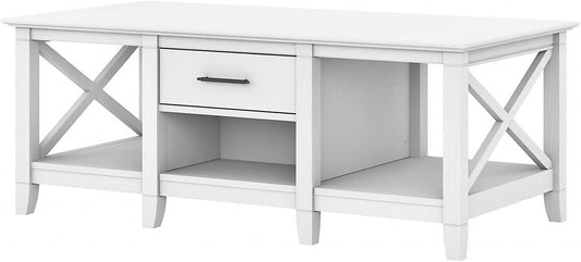 Bush Furniture Coffee Table with Storage with Aged Bronze Hardware | Key West Collection Center Counter for Living Room | 47Wx24Dx18H