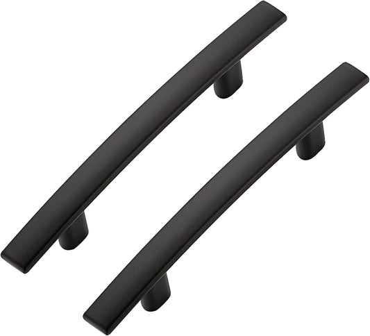 5 Pack Cabinet Handles 3" Hole Center - Curved Cabinet Pulls Black Drawer Pulls for Kitchen Cupboard Solid Hardware for Dresser Drawer Arch Hardware