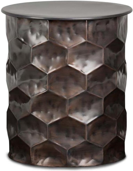 SIMPLIHOME Whitney Industrial 17 inch Wide Metal Storage Accent Side Table in Antique Bronze, Fully Assembled for the Living Room and Bedroom