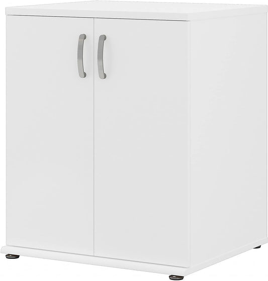 Bush Business Furniture Universal Floor Cabinet with Doors, Vertical Office Storage Unit with Adjustable Shelving for Workspace, White