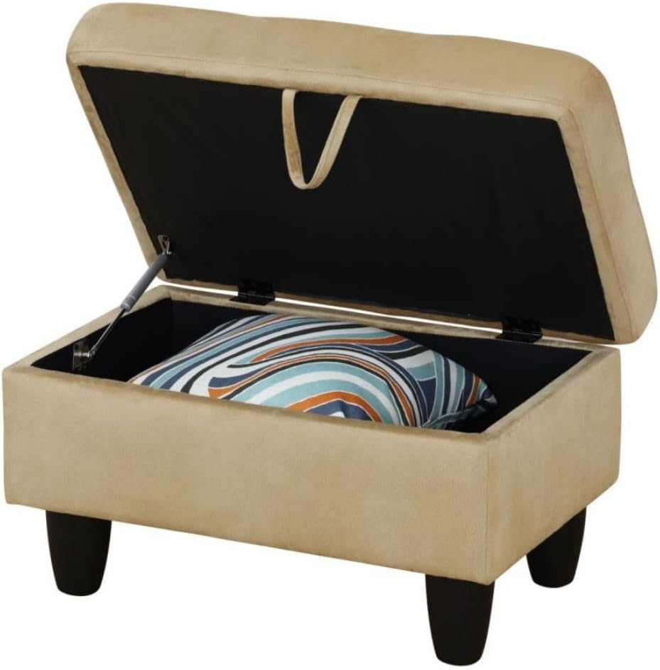 Beige L-Shaped 3-Piece Flannel Sofa with Storage Ottoman Set, Sectional Couch Sofa Set for Living Room, Office, Small Space