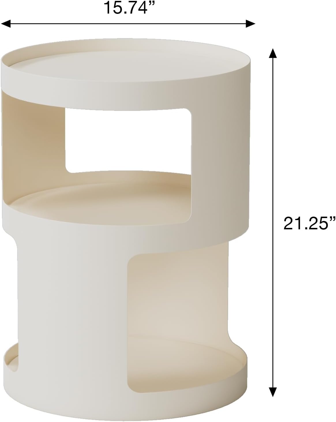 XIV Side Table, Round End Table, Modern Nightstand, Metal Accent Table, Small Bed Side Table for Living Room Bedroom, Bedside Table, Night Stand, No Assembly Required (Off White, Round)