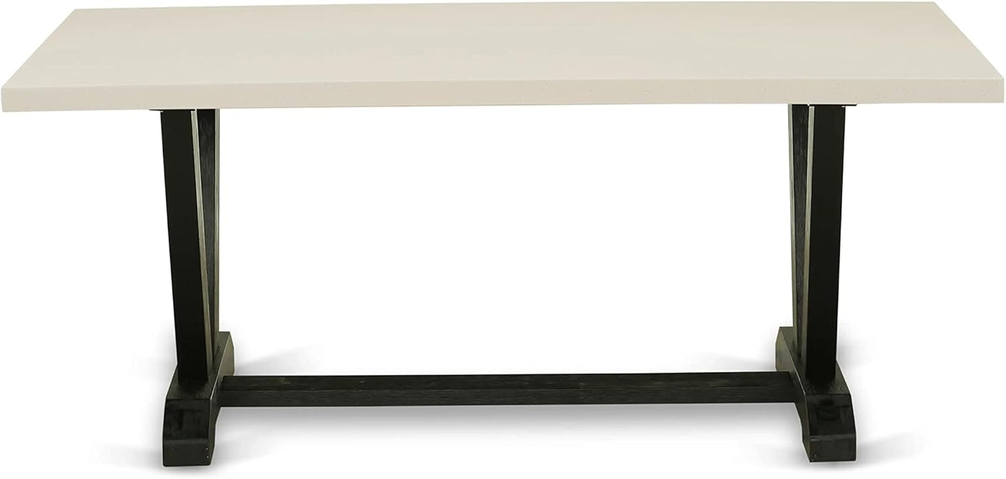 East West Furniture V627MZ606-5 5 Piece Dining Table Set for 4 Includes a Rectangle Kitchen Table with V-Legs and 4 Shitake Linen Fabric Upholstered Chairs, 40x72 Inch, Multi-Color