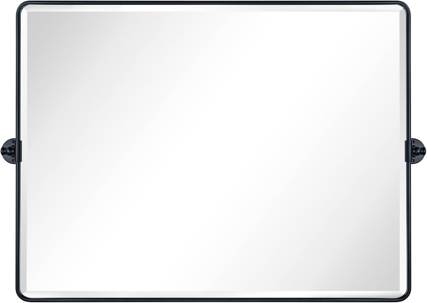 TEHOME 40x30'' Pivoting Bathroom Vanity Mirror Large Matt Black Metal Framed Rectangle Tilting Beveled Vanity Mirrors for Wall, Horizontal Hanging