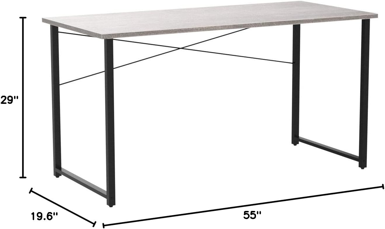 Coleshome 55 Inch Computer Desk, Modern Simple Style Desk for Home Office, Study Student Writing Desk,Grey Oak