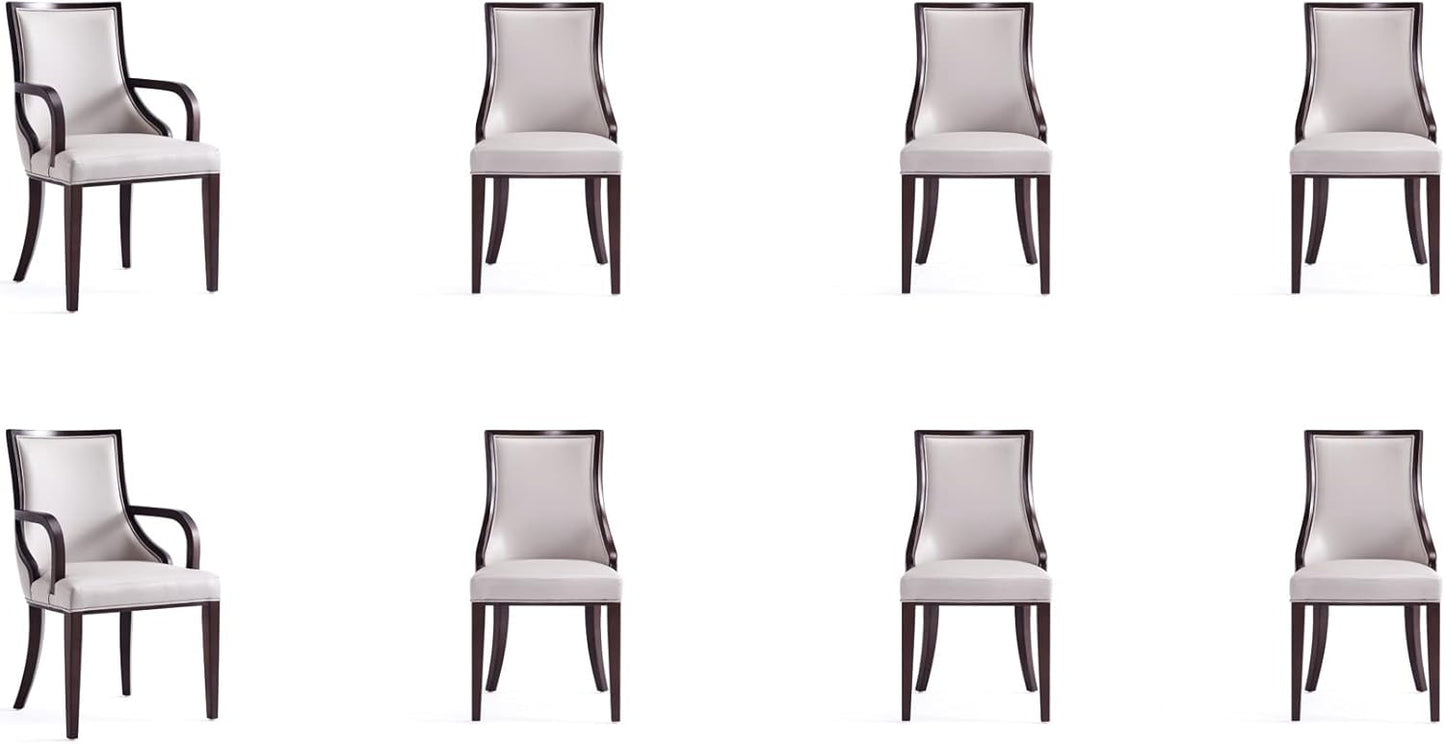 Manhattan Comfort Grand Faux Leather 8-Piece Dining Chairs in Light Grey