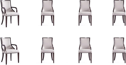 Manhattan Comfort Grand Faux Leather 8-Piece Dining Chairs in Light Grey