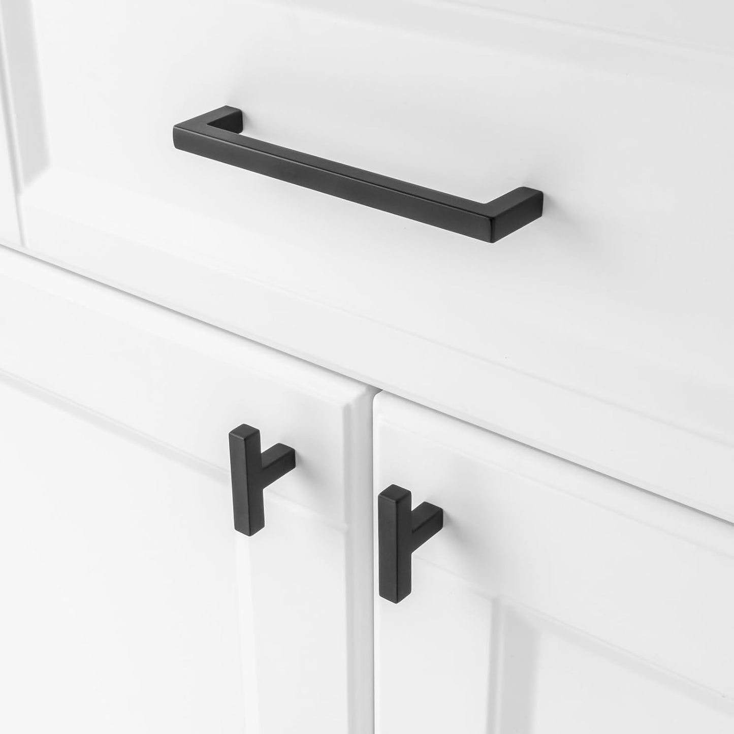 KOOFIZO 30-Pack Solid T Bar Cabinet Knob - Black Pull Handle (Length 45mm / 1.77 Inch) for Kitchen Cupboard Door, Bedroom Dresser Drawer, Bathroom Wardrobe Hardware