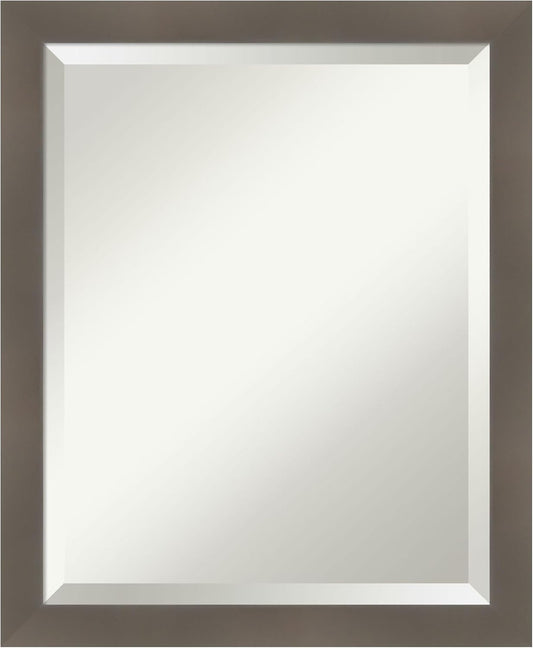 Amanti Art Grey Wall Mirror 23x19 Edwin Clay Grey Rectangle Bathroom Mirror for Wall Decor Living Room, Small Casual Wood Frame, Hangs Horizonally and Vertically, Bathroom Decor, Beveled Edge from WI