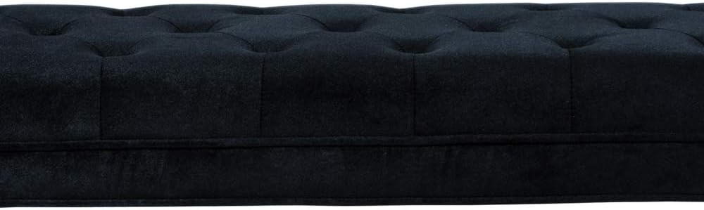 Armen Living Chatham Bench in Black Velvet and Black Wood Finish