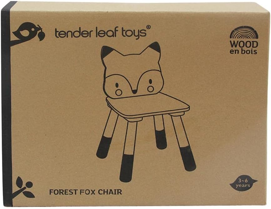 Tender Leaf Toys - Forest Table and Chairs Collections - Adorable Kids Size Art Play Game Table and Chairs - Made with Premium Materials and Craftsmanship for Children 3+ (Forest Fox Chair)