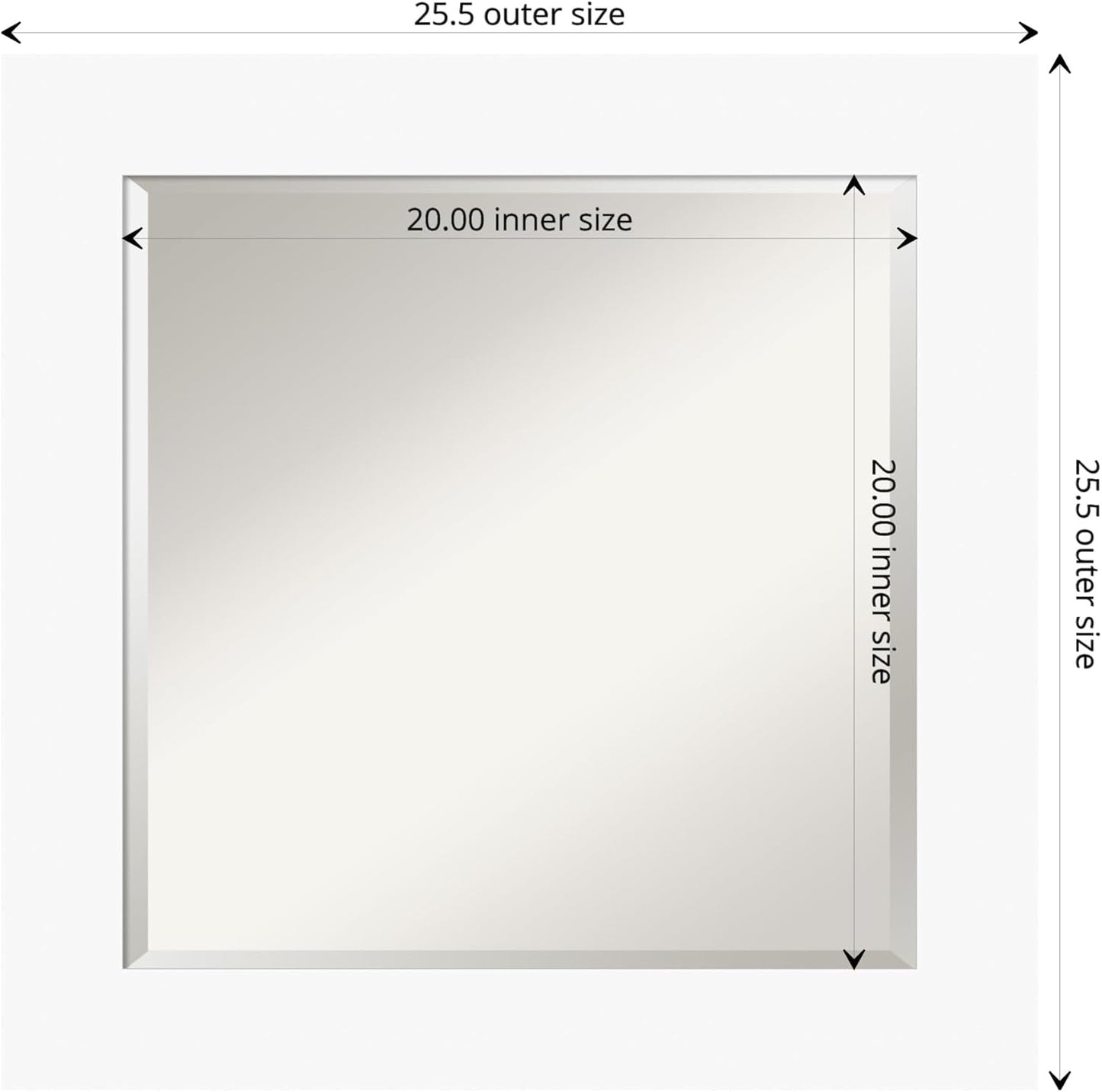 Amanti Art White Bathroom Mirror for Over Sink, 26x26 Basic White Square Vanity Mirror, Medium Casual Wood Frame, Hangs Horizonally and Vertically, Bathroom Wall Decor, Beveled Edge from WI, USA