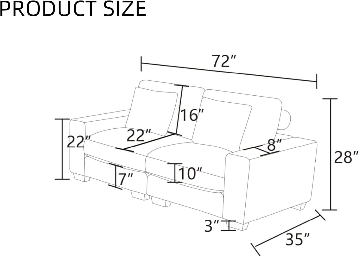 Sectional Couches for Living Room, Stylish Sectional Loveseat Sofa with Deep Seats, Living Room Furniture Home Sofa for Small Space, Cool Gray