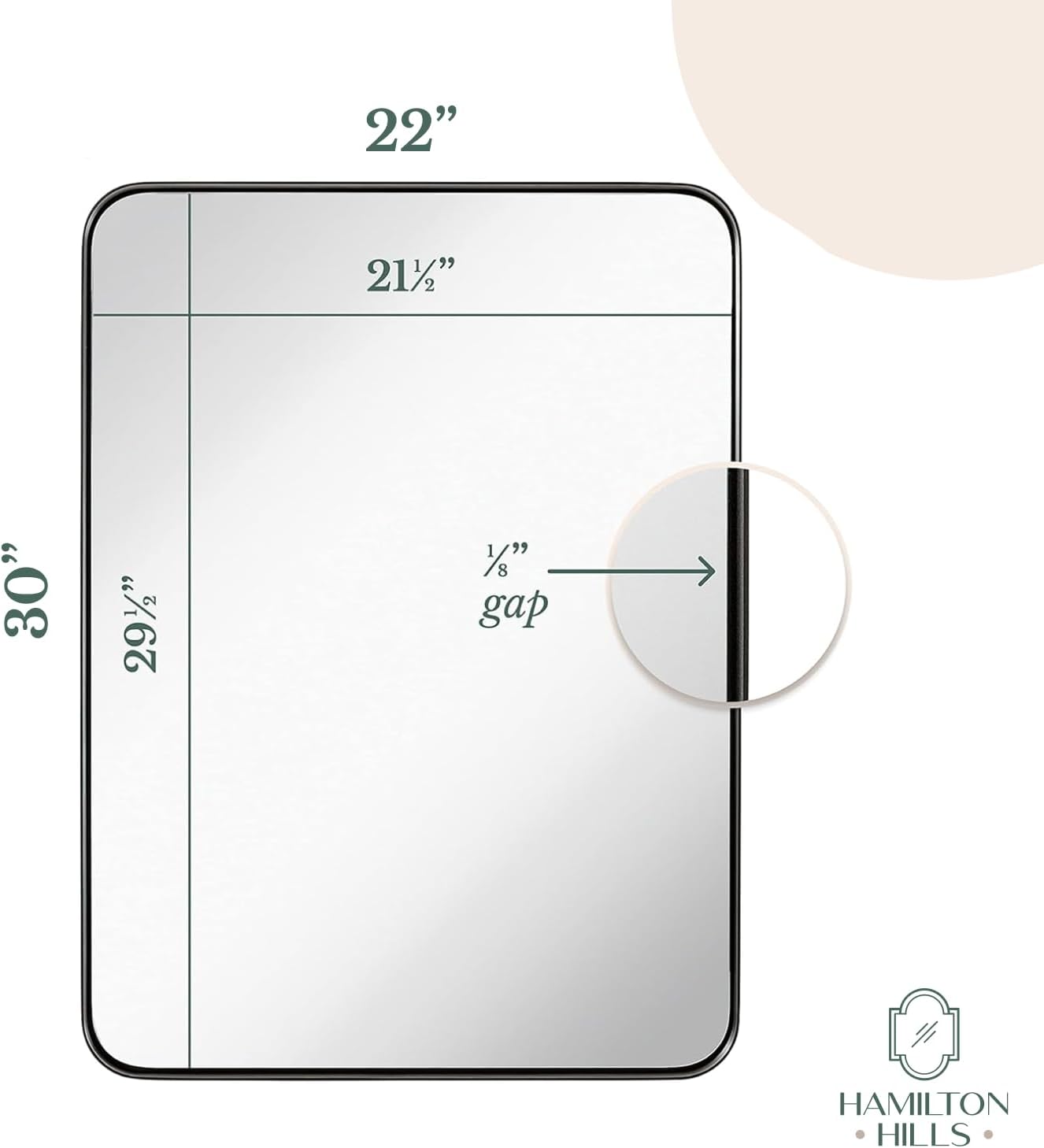 Hamilton Hills 22x30 inch Metal Bronze Frame Mirror for Bathroom | Brushed Rectangular Rounded Corner Vanity | 2" Deep Set Design Large Wall Mirrors Decorative | Hangs Horizontal and Vertical