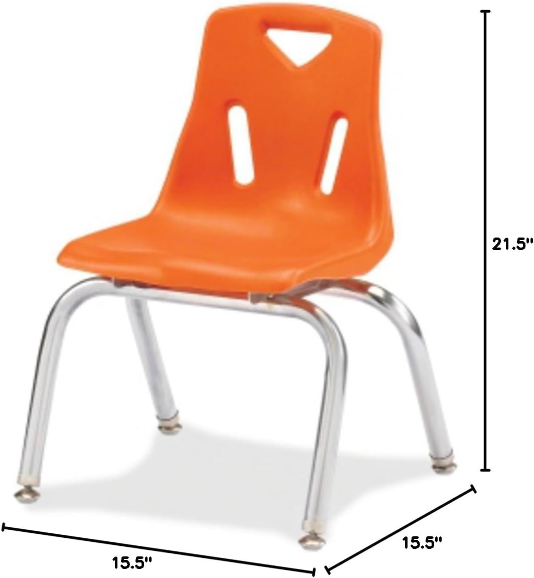 Jonti-Craft Berries 8140JC1114 Stacking Chair with Chrome-Plated Legs, 10" Height, Orange