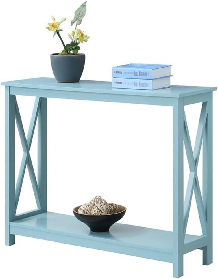 Convenience Concepts Oxford Console Table 39.5" - Sofa Table with Storage Shelf, Transitional Entryway Hall Table for Living Room and Bedroom, Display Foyer Table, Sea Foam Blue