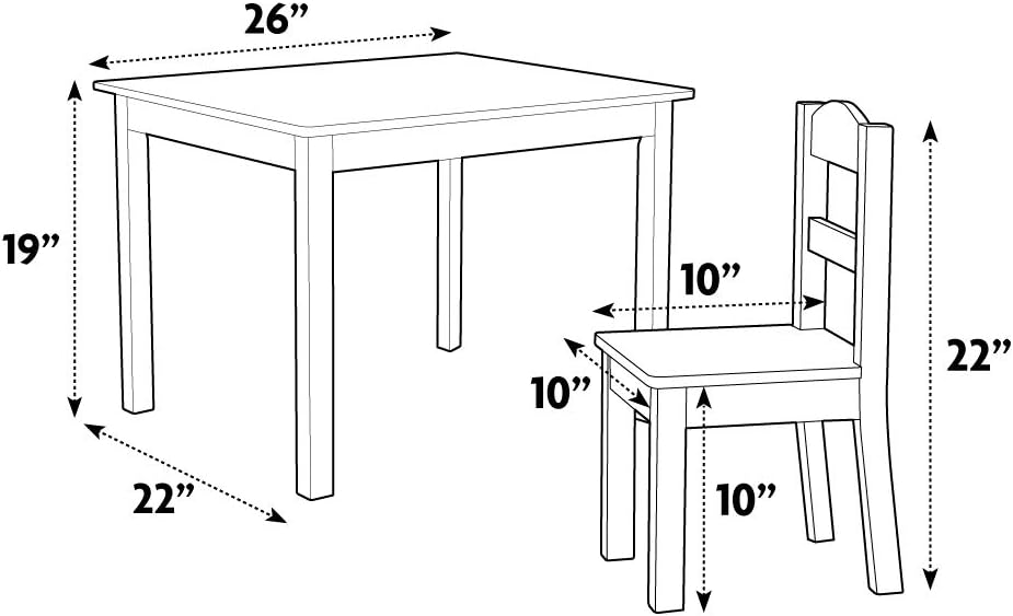 Humble Crew Kids Wooden Table and 4 Chairs Set, White/Purple/Pink - Kids Table and Chair Set for Toddlers and Children for Arts, Crafts, and Snack Time - Sturdy, Durable Toddler Activity Table