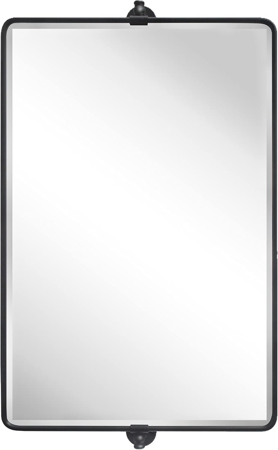 TEHOME 20x33'' Horizontal Farmhouse Black Metal Framed Rounded Pivot Rectangle Bathroom Mirror Tilting Beveled Vanity Mirrors for Wall