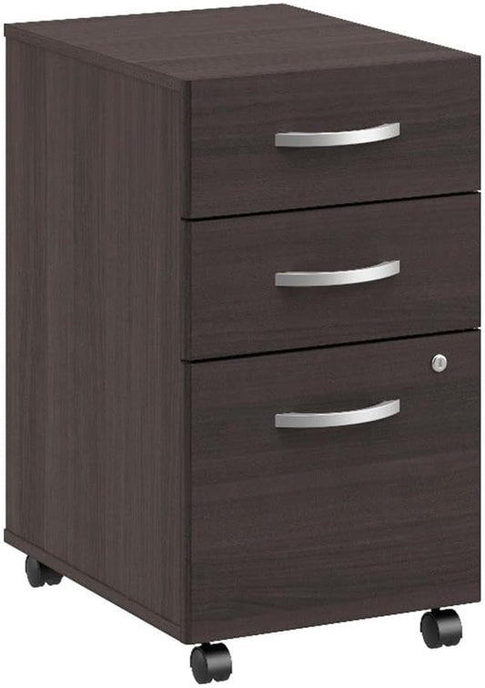 Bush Business Furniture Arrive 3 Drawer Mobile File Cabinet - Assembled in Storm Gray, Rolling Document Storage for Reception Area or Professional Office