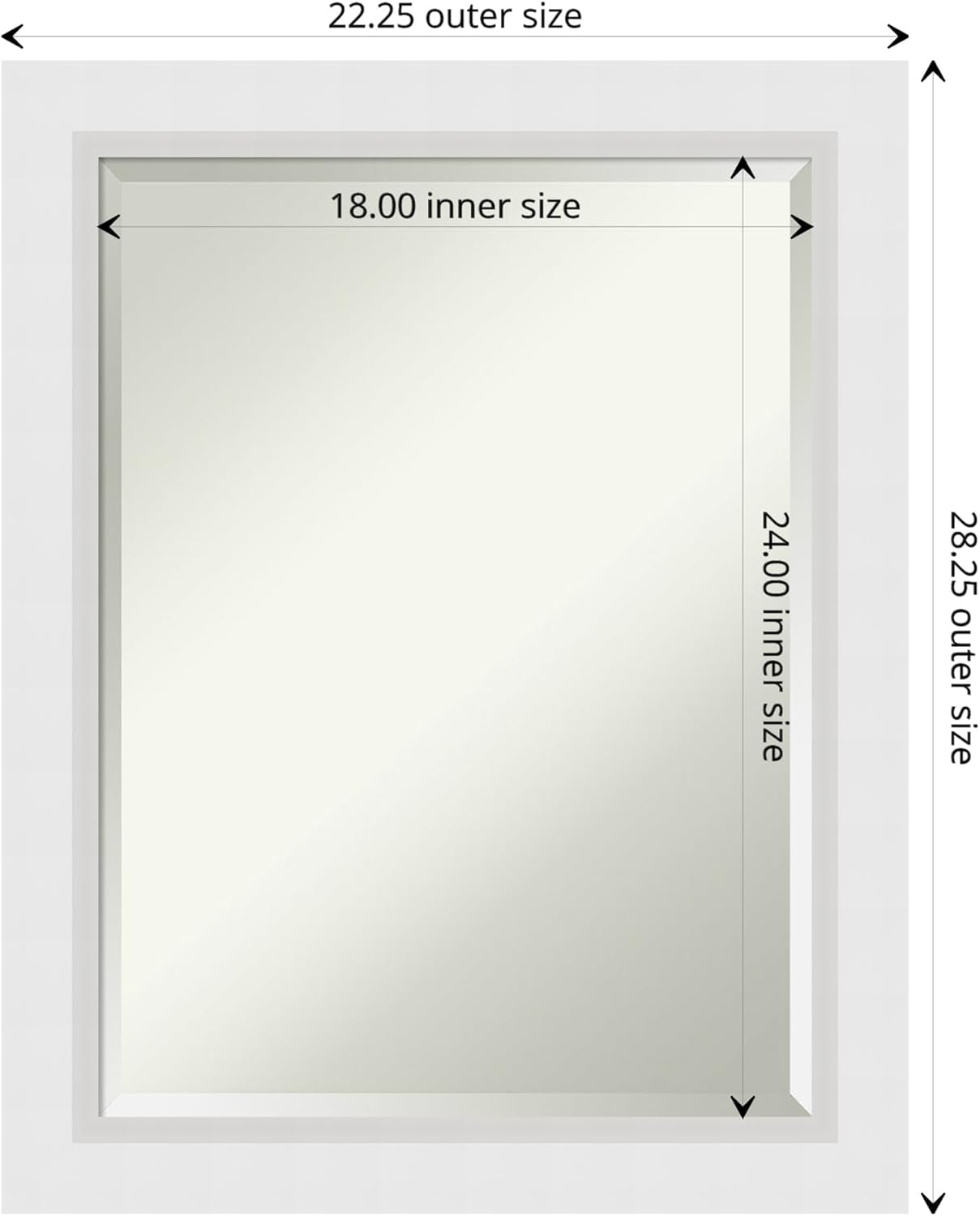 Amanti Art White Bathroom Mirror for Over Sink, 28x22 Blanco White Rectangle Vanity Mirror, Medium Modern Contemporary Wood Frame, Hangs Horizonally and Vertically, Bathroom Wall Decor, Beveled Edge