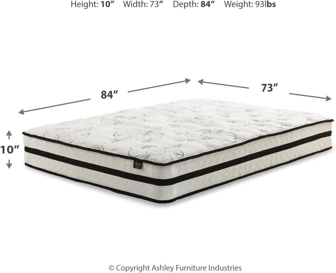 Signature Design by Ashley California King Size Chime 10 Inch Medium Firm Hybrid Mattresswith Cooling Gel Memory Foam for Pressure Relief, Fiberglass Free, Mattress In A Box
