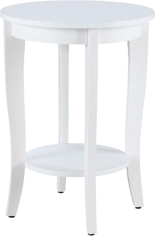 Convenience Concepts American Heritage Round End Table, White