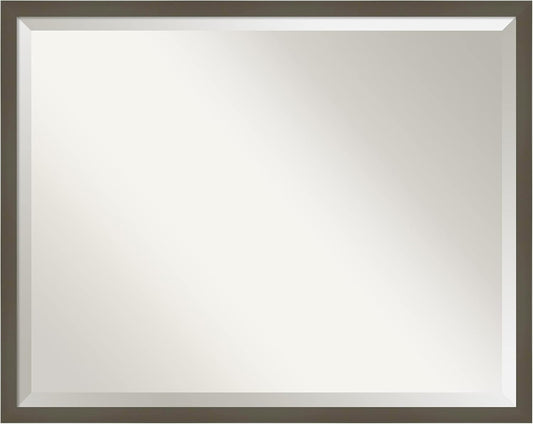 Amanti Art Grey Wall Mirror 23x29 Svelte Clay Grey Rectangle Bathroom Mirror for Wall Decor Living Room, Large Modern Wood Frame, Hangs Horizonally and Vertically, Bathroom Decor, Beveled Edge
