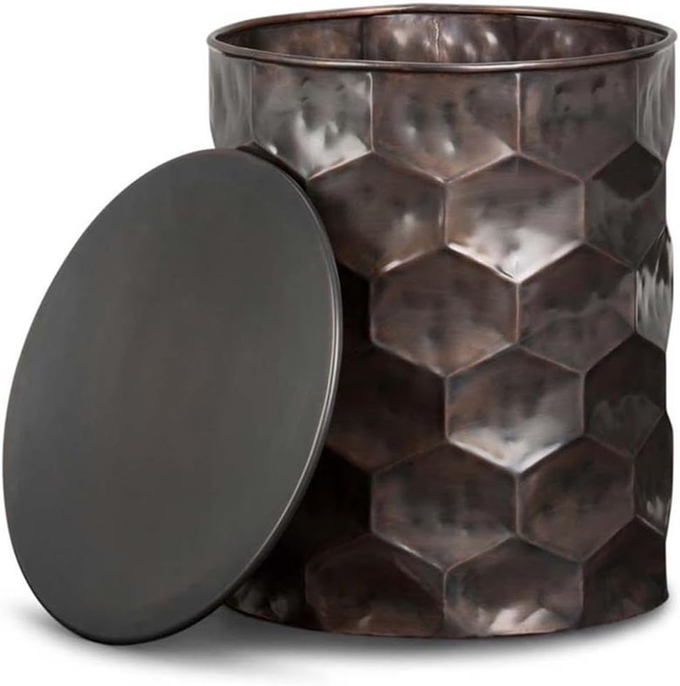 SIMPLIHOME Whitney Industrial 17 inch Wide Metal Storage Accent Side Table in Antique Bronze, Fully Assembled for the Living Room and Bedroom